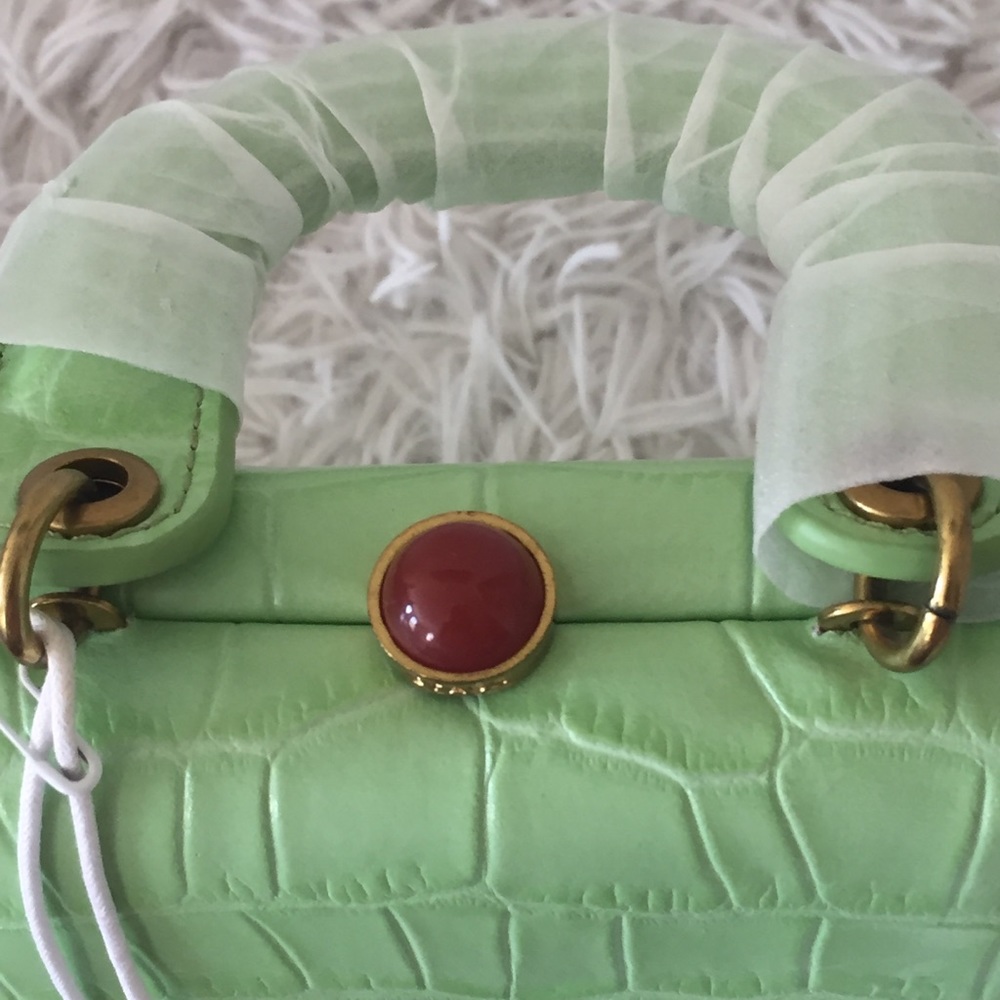 STAUD Kenny Croc-Embossed Leather Top Handle Bag - Picture 14 of 14